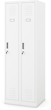 Jan Nowak Armoire Vestiaire Metallique 2B1AS Casier en Métal 2 Compartiments cloison Revêtement en Poudre 180 cm x 60 cm x 50 cm Blanc