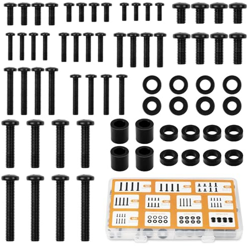 Flintronic Vis de Support TV, Kit de Vis de Montage TV Universel, 68 Pièces, M4/M5/M6/M8/Rondelles/Entretoises, Kit de Matériel de Montage pour Téléviseurs et Moniteur, Convient Jusqu'à 80 Pouces