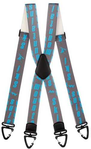 Olata Bretelles en X Ajustables Salopette de Ski avec Mousquetons en Plastique (Gris/Bleu) - 2,5 cm Enfant (5-12 ans), X Modèle