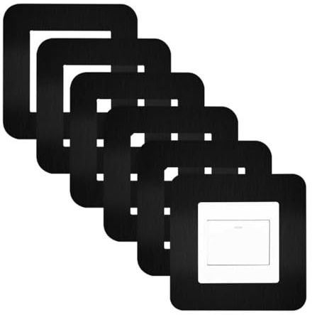 JJWNMLL Placas de cubierta para interruptor de luz, 6 unidades, color negro, 8,59 cm | Cubierta de interruptor de luz individual, cubierta adhesiva para interruptor de pared del hogar