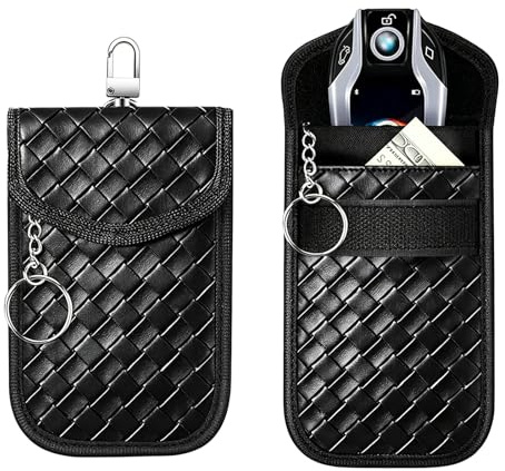 4 Pcs Anti Theft Car Key Signal Blocker Pouch Bag Keyless Fob Protection With 4 Pack Key Rings For Car Security Remote Entry Keys