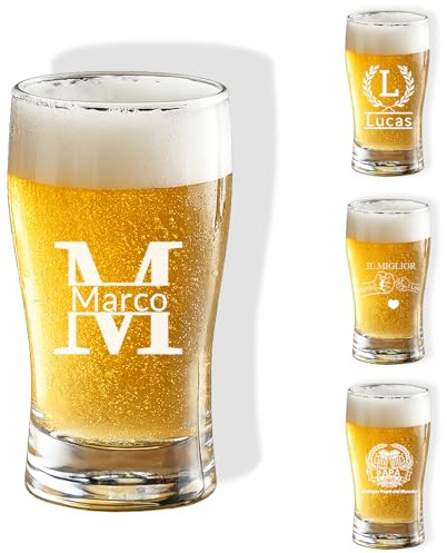 Boccale Birra Personalizzato 550ml, Bicchiere Birra Personalizzato con Incisione Nome o Testo, Idee Regalo Originali Personalizzati per Festa del Papà o Prima Festa del Papà, per Uomo o Papà (Stile 1)
