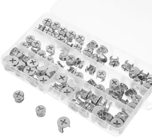 TEHAUX Connecteurs D'armoire en Alliage de Zinc 75pcs Écrou de Fixation et Roue Excentrique Trois-en-assemblage et Installation de Meubles Armoire et Bibliothèque