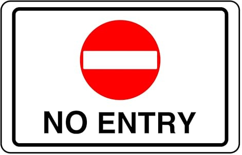 No Entry - safety sign - 1.2mm Rigid plastic for indoor/outdoor usage (300mm x 200mm) Viewing Distance within 7m.