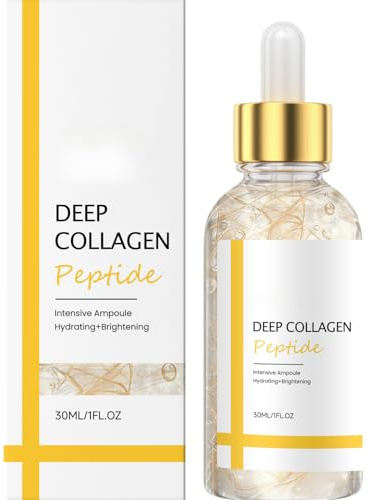 Deep Collagen Ampoule Serum - Instant Face Lift & Anti-Aging Peptide Serum for Face - Korean Skin Care with Salmon DNA & Hyaluronic Acid - Deep Hydration & Firming (1pcs)