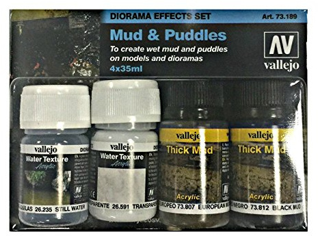 Vallejo VAL73189 Modelling Paint, Mud & Puddles Pigment Set 4 X 35ml, 35 ml (Pack of 4)