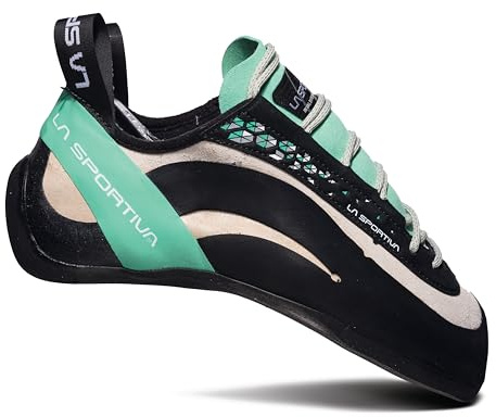 La Sportiva Women's Miura Performance Rock Climbing Shoes, White/Jade Green, 8 US (39.5 EU Equivalent) - Discontinued