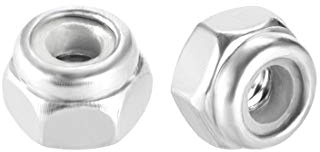 sourcing map écrou de Blocage écrou Autobloquant M2.5 x 0.45mm Nylon Insert Hexagonal 304 Acier Inox Finition unie 50Pcs