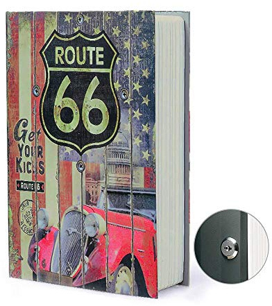 Ablagebuch Safe Aufbewahrungsbox Wörterbuch geheime Dose mit Sicherheit Zahlenschloss/Schlüssel Umleitungsbuch versteckter Safe (SCHLÜSSEL, Route 66)