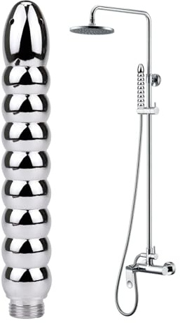 Shower Enema 5 Holes Shower Douche Attachments - Deluxe Aluminium Shower Head Anal/Vaginal Cleaning Kit with Velvet Carry Bag Shower Douche Nozzle for Men Women
