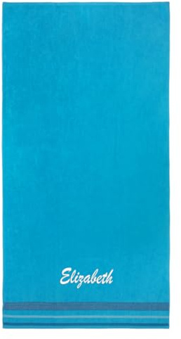 Kaufman - Personalized Oversized, 35 X 70, Solid Color, Velour Super Soft, Beach and Pool Towel, Easy Care, Extra Large, 100% USA Cotton, Embroidered Name (Turquoise)