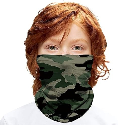 ShopINess Multifunktions Schlauchschal für Kinder (6-14 Jahre) - Grüne Camouflage