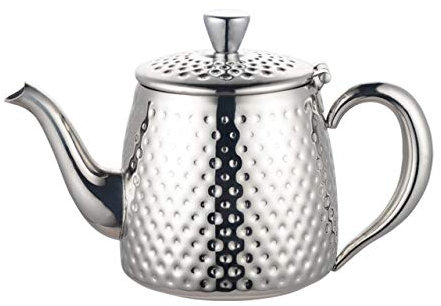 Café Olé SDT-035 Sandringham Teapot, 35oz (1 Litre) Mirror Polished 18/10 Stainless Steel with Hammered Finish