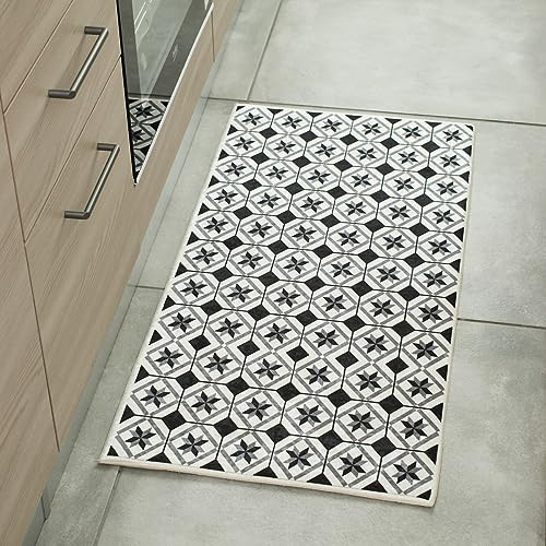 Nazar Tapis de Cuisine Lavable en Machine, de Passage, Salle de Bain et Couloir (754 Noir, 50x100 cm)