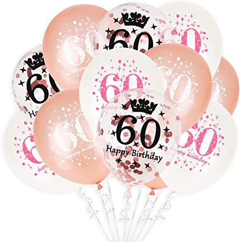 GoldRock 60 Geburtstag Deko,60 Geburtstag Frau,15 Stück Luftballon Geburtstags 60,Konfetti Luftballons,Luftballons Geburtstage 60 Jahre Frau/Mann für Party/Tisch Deko,Helium Ballons Geburtstage 60