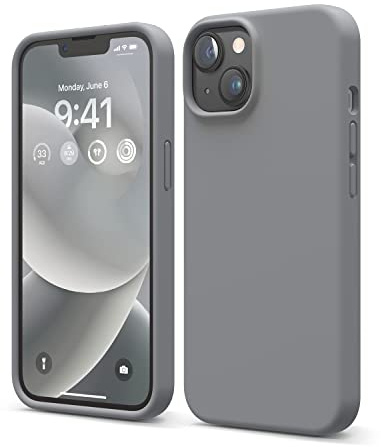 elago Silikon Hülle für iPhone 14 | Premium Silikon, Ganzkörperschutz - 4 Schichten stoßfeste Handyhülle, kratzfestes weiches Mikrofaserfutte (Dunkelgrau)