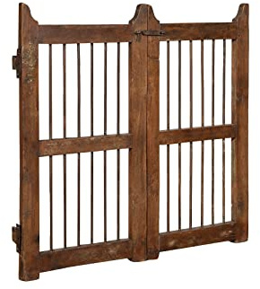 Biscottini Grande cancello in Legno per Esterno 98x4x98 cm | Cancello da Giardino in Legno massello e Ferro | Cancello Legno per Esterno