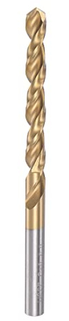 sourcing map Broca helicoidal de 6,3 mm con revestimiento de titanio (HSS-E) M42 acero de alta velocidad 8% cobalto vástago recto para acero inoxidable aleación de aluminio metal