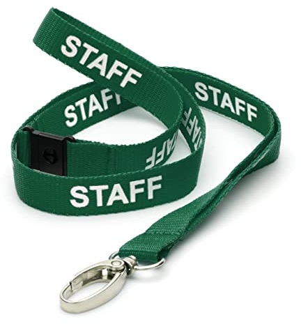 CKB LTD Grön personal LANYARDS Breakaway säkerhetslanyard-halsrem svängbar metallklämma för ID-korthållare – dra snabbfrigörande design paket med 10
