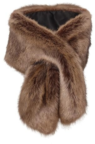 URFEDA Langes Winter Kunstfell Schal Wrap für Damen,165cm Damen Faux Pelz Winterschal Fellimitat Fuchs Frauen Kunstpelz Schal Wrap Flauschig Pelzschal Fellkragen Pelzkragen