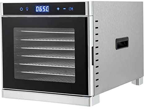 Lebensmittelentfeuchter Edelstahl Dörrgerät Dörrautomat Dörrautomaten Dehydrator mit Timer-Funktion, 8 Etagen Dehydrator für Obst, Pilze und Fleisch - 700W, 35-75°C