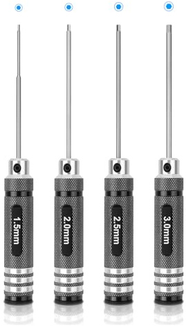 4-teiliges RC Werkzeug Set, Sechskant Schraubendreher 1,5-3mm | RC Werkzeug Set mit 1,5 mm, 2,0 mm, 2,5 mm, 3,0 mm für ferngesteuerte Autos, Boote, Quadcopter und Hubschrauber im Modellbau