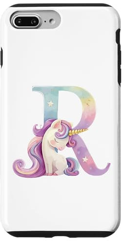 R Initial Letter Alphabet Unicorn Birthday Outfit Monogram R Case for iPhone 7 Plus/8 Plus