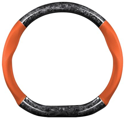 Ergocar Manicotto per Volante per Auto, Manicotto per Volante in Fibra di Carbonio e Pelle Forgiata Tipo D, 37-38 cm/14,5-15 Pollici, Antiscivolo, Morbido, Traspirante, Stile Sportivo Moderno