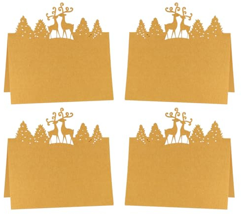 iKesoce 30 Pezzi Cartellini Segnaposto da Tavolo Biglietti Segnaposto per Natale Biglietti da Tavolo per Matrimonio Comunione Battesimo Festa Compleanno, Oro