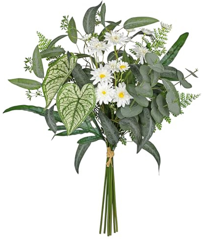 Arborus Künstlicher Eukalyptus Zweige Kunstpflanzen wie Echt Blumenstrauß | 59 CM Künstlich Grün Kunstzweige Anthurium Fake Zweige für Vase Tisch Regal Fensterbank Deko im Zimmer Büro Hotel Innen Deko
