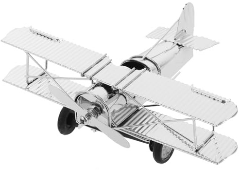 Garneck Vintage Metal Model Double Decker Plane Decoration Room Decoration Robust Iron Craft Aeroplane Toy for Boys and Girls