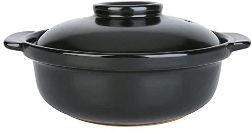CWCQGH Pentola in Terracotta, casseruola in Ceramica, pentola in Argilla Resistente alle Alte Temperature, Nera, Facile da Pulire.-1,6L 1,2L