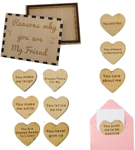 Set di biglietti in legno con scritta I love you, motivo per cui ti amo | 10 biglietti a forma di cuore, conferma giornaliera, biglietti in legno, set da 10 pezzi per b