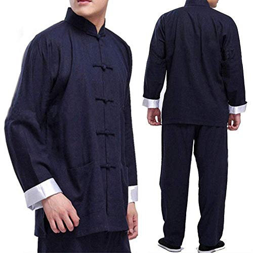 SUNMME Tai Chi Kleidung Damen Herren Vintage Uniform Baumwolle Seide Kampfsportanzüge Traditionell für Ihre Übungen/Blauw/l (Blauw**l)