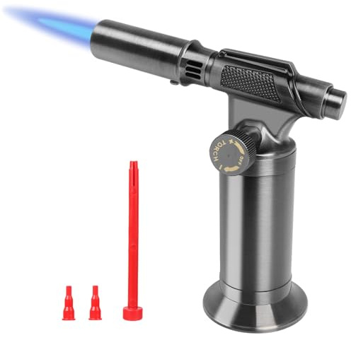 Kodilin Inflatable Refillable Torch Lighter, Windproof Butane Lighter with Adjustable Flame, Piezo Ignition for Cooking, BBQ, Welding, Jewelry Making (Butane Not Included)
