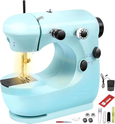 Macchina da Cucire Portatile Mini Macchina Per Cucire Professionale, Sicomne taglia Macchine da Cucire Led Elettrica Sewing Machine CucirePrincipianti Bambini Adatta Vestiti Tende Tessuto Fai