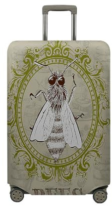Fasbuy Kofferhülle Kofferschutzhülle mit 18-32 Zoll, Elastisch Koffer Schutzhülle Bienen-Muster Reise kofferüberzug, Reisekoffer Trolley Case kofferschutz (Khaki,XL)