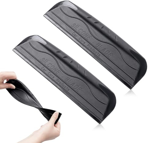 Car Window Scraper, 2PCS Car Window Squeegee Soft Silicone Windscreen Cleaner Tool Professional Water Blade without Handle for Windows Mirrors and Bathroom