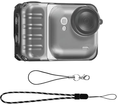 LICHIFIT TPU Protective Case Cover for Insta360 Go Ultra Camera and Action Pod Shell Skin Housing Protection Accessories with Hand Strap and Lens Cap Anti-Lost Lanyard