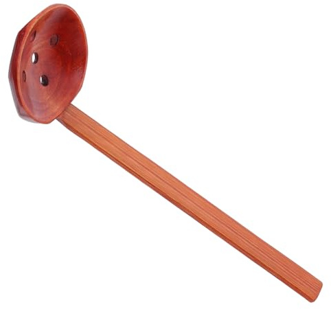 MUCKLILY Mestolo da Cucina in Legno di Nanmu Antiscivolo, Cucchiaio Scolatore per Ramen e Pasta, Utensile da Portata Resistente Manico Lavorato a Mano, per Buffet e Uso Quotidiano in