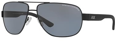 A|X ARMANI EXCHANGE Mens AX2012S Rectangular Sunglasses, Matte Black/Grey Polarized, 62 mm
