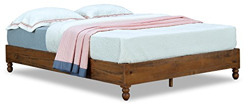 MUSEHOMEINC 12 Inch Solid Wood Bed Frame Rustic Style Eliminates The Need for a Boxspring, Natural Finish, King