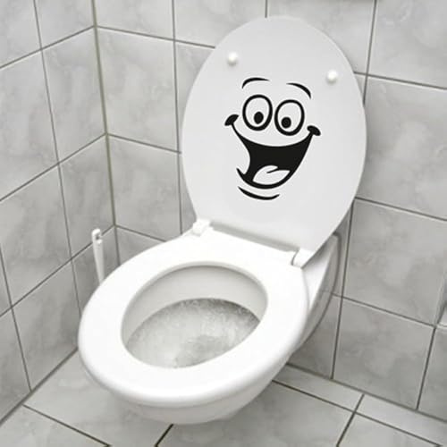 Witziger WC-Aufkleber mit Smiley-Gesicht, für Badezimmer, Küche, als Wandaufkleber, zur Raumdekoration, PVC, einfarbig, Einheitsgröße