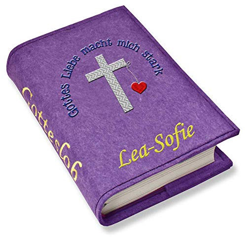 Gotteslob Gotteslobhülle Großdruck Gottes Liebe macht mich stark blau silber Filz mit Namen bestickt hellgrau weiß dunkelgrau lila blaugrau dunkelblau türkis maigrün flieder (lila)