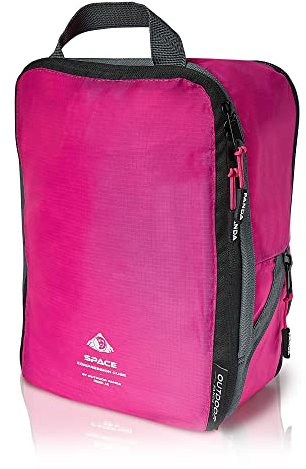 Outdoor Panda Ultraleichte Packtaschen mit Kompression - Wasserabweisende Packwürfel für Rucksack und Koffer - Compression Packing Cubes als Gepäck Organizer und Kleidertasche | Größe M | Pink