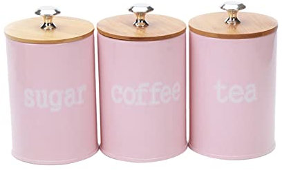 Fenteer Lot de 3 Boîtes de Conservation Récipient d'épices Bocaux Métallique pour Cuisine - Rose, comme décrit