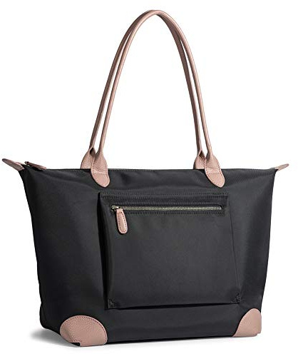 DORIS&JACKY Designer Tote Bag for Women Large Lightweight Leather Nylon Work Shoulder Bag and Foldable Travel Purse