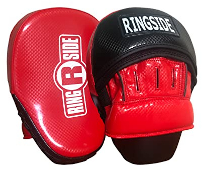 Ringside Limited Edition Panther Punch Mitts for Boxing & MMA - Durable Synthetic Leather, Snug Hand Compartment, Thickly Padded Wrist Strap, Black/Red