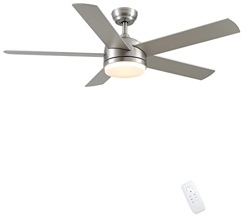 CJOY 132cm Deckenventilator mit Beleuchtung und Fernbedienung Leise, Deckenlampe mit Ventilator Dimmbar, Deckenventilator mit Fernbedienung Reversibel DC Zweifarbiger Ventilatorflügel