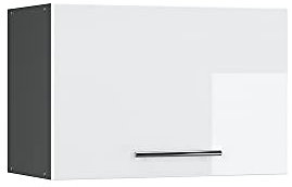 Vicco Hängeschrank Fame-Line, hängender Küchenschrank, Weiß Hochglanz/Anthrazit, 60 cm Flach